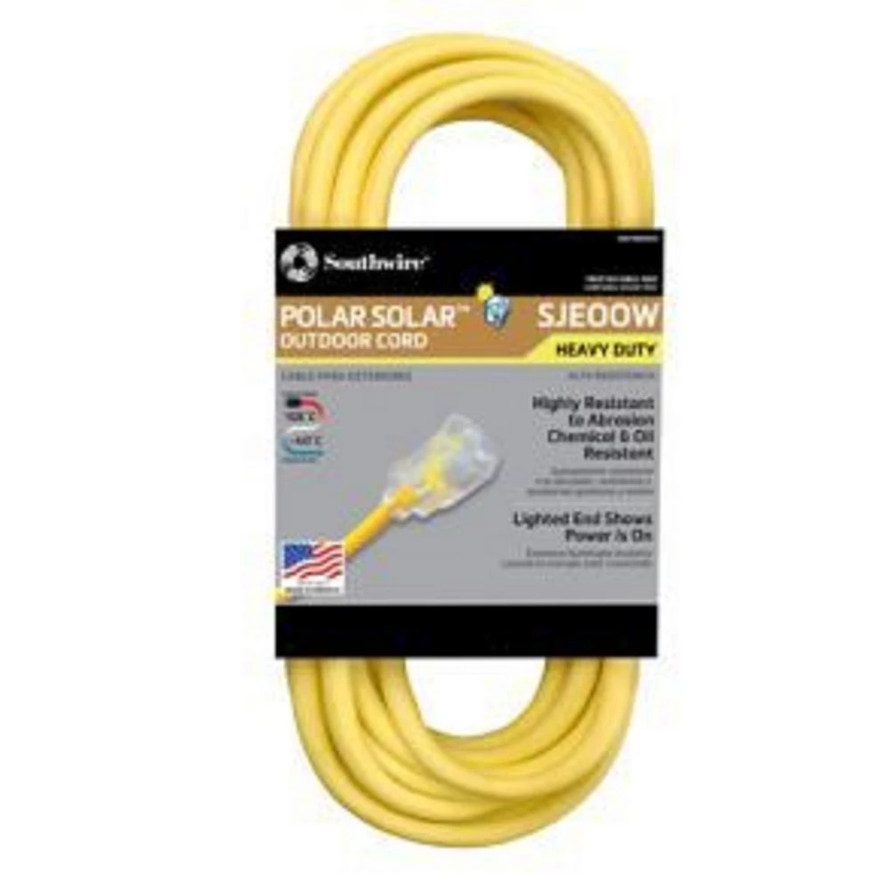 50 Ft. Contractor Grade Outdoor Extension Cord, 12/3 Sjeow, Yellow