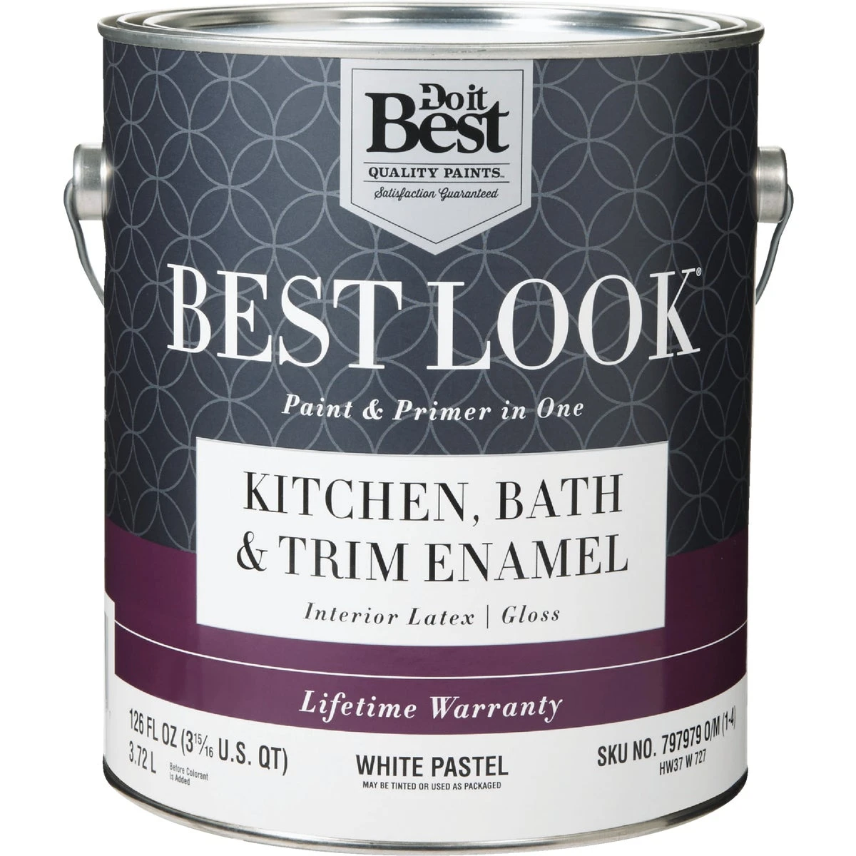 Best Look 1 Gallon Latex Paint & Primer In One Gloss Interior Wall Paint, White-pastel