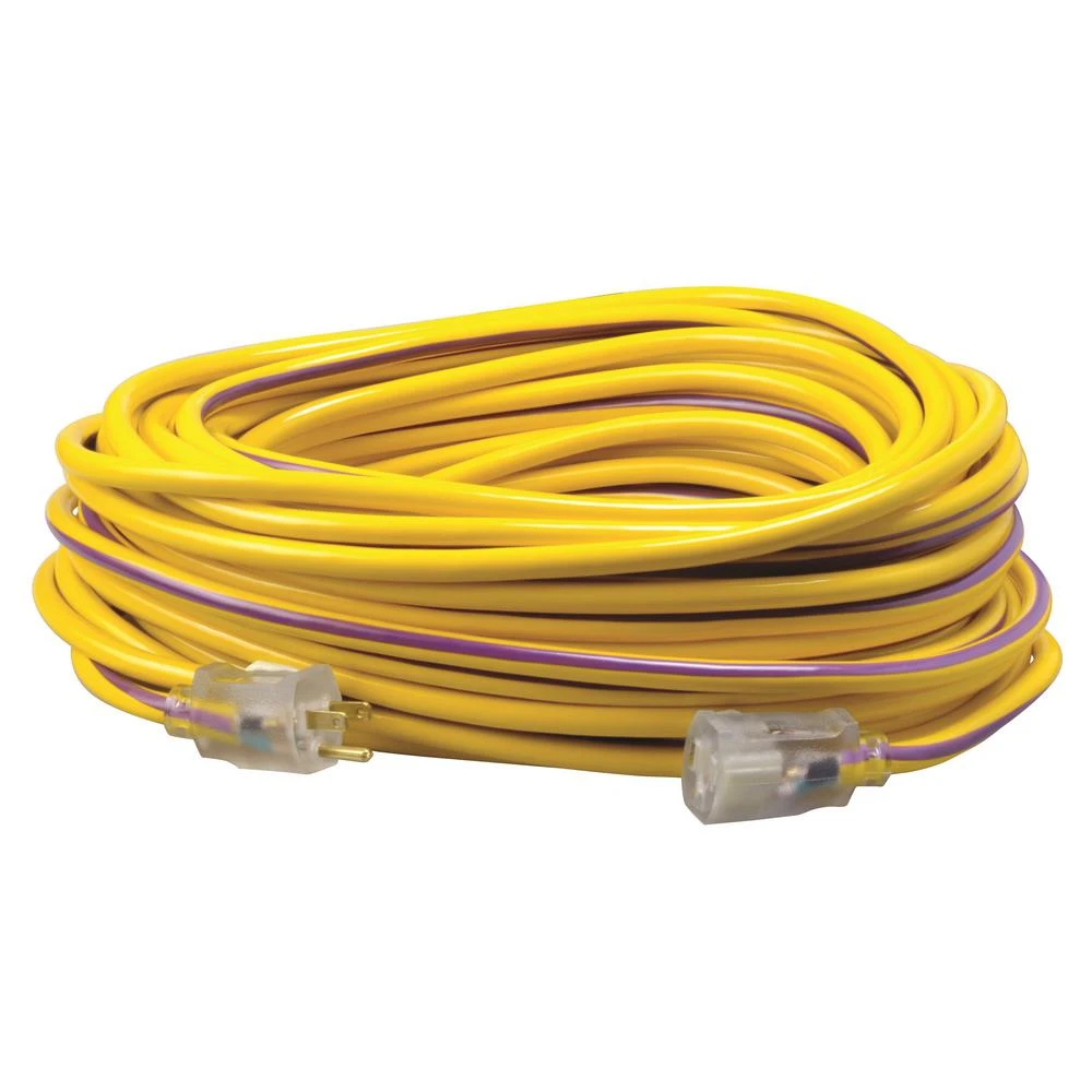 100 Ft. 12/3 Sjtw Heavy-duty Outdoor Extension Cord With Lighted Plug