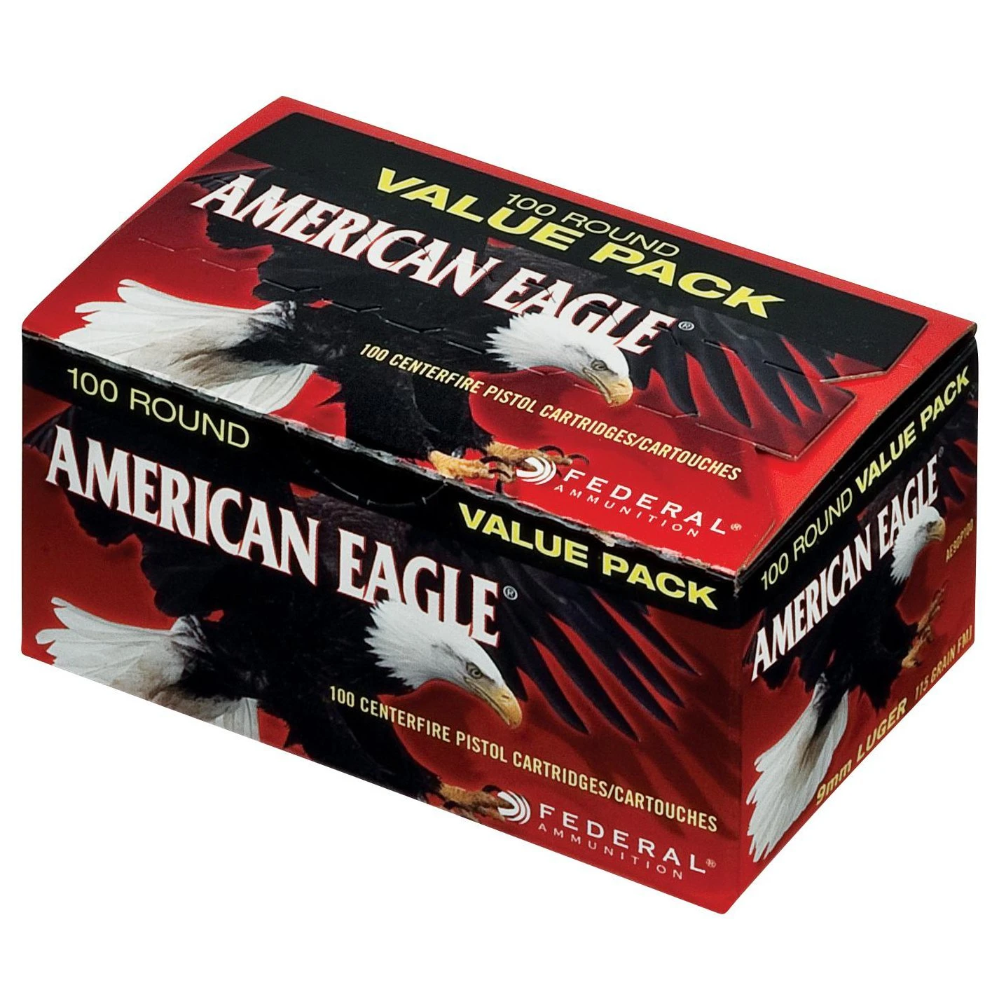 American Eagle 9mm Luger 115 Grain Full Metal Jacket Ammunition, 100 Rounds