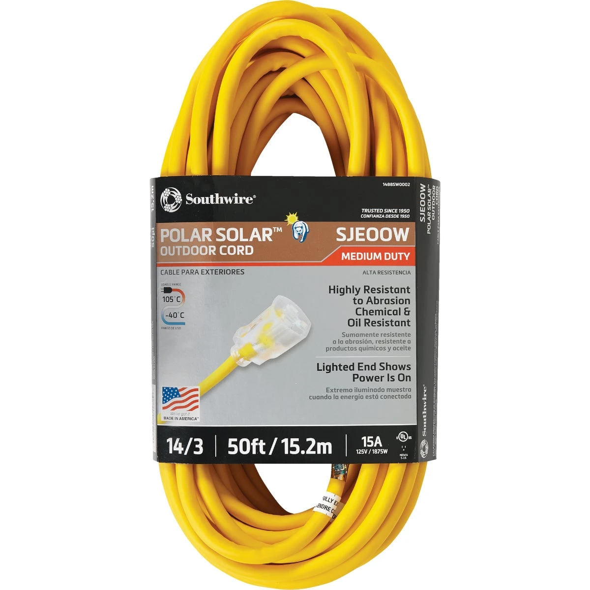 50 Ft. 14/3 Cold Weather Extension Cord - Durable & Flexible