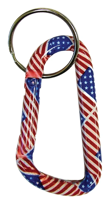 Large Carabiner and Keychain with Flag Design