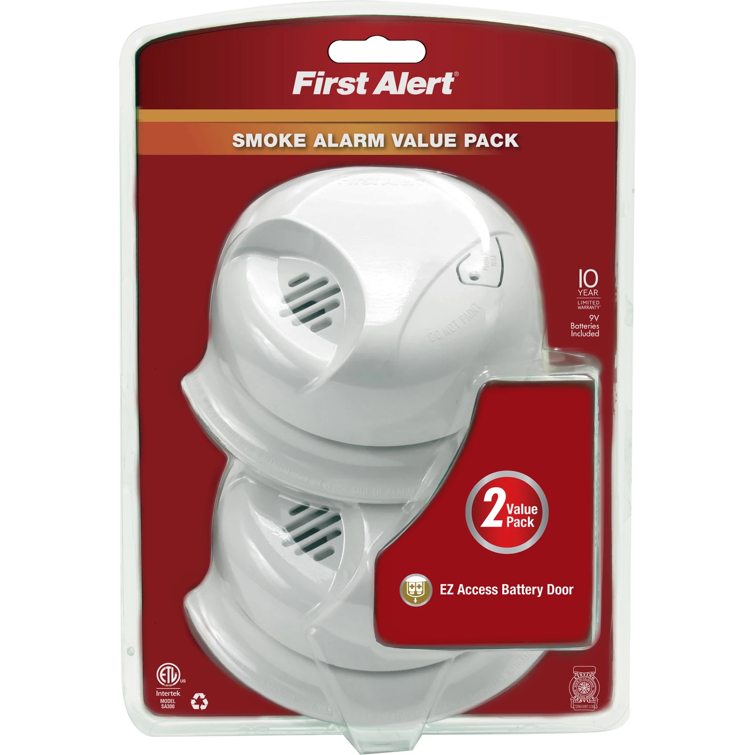 Fire & Smoke Alarm, Battery-Operated, 2-Pk.