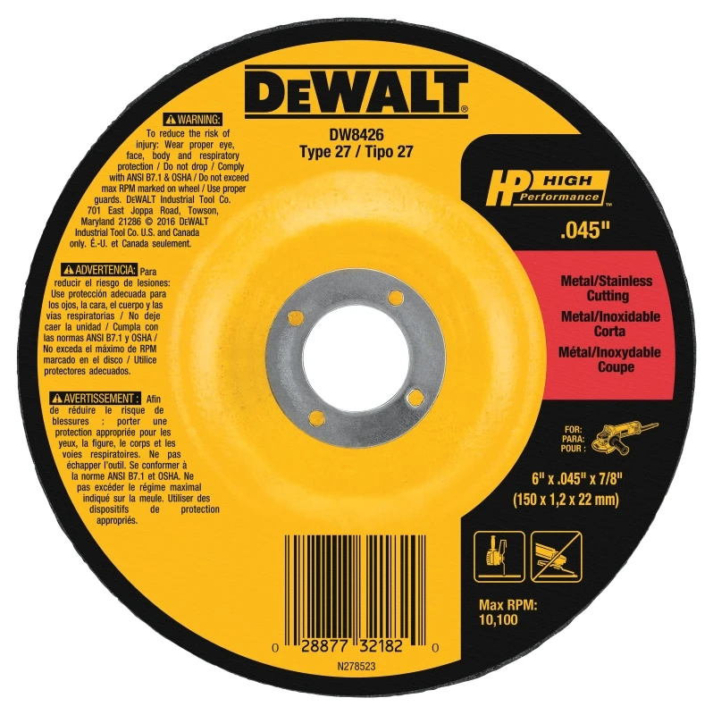 Hp Type 27 6 In. X 0.045 In. X 7/8 In. Metal/stainless Cut-off Wheel