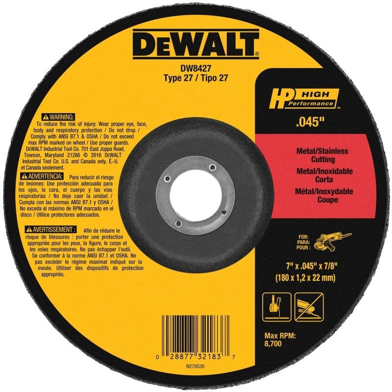 Hp Type 27 7 In. X 0.045 In. X 7/8 In. Metal/stainless Cut-off Wheel