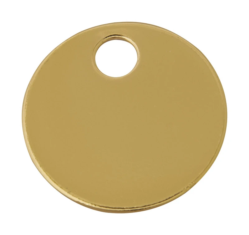 Key Tag, Round Brass, 1-1/8-In.