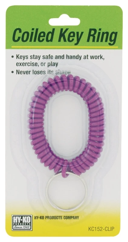 Wrist Coil Key Ring With Split Ring - Assorted Colors, Model Kc152-clip