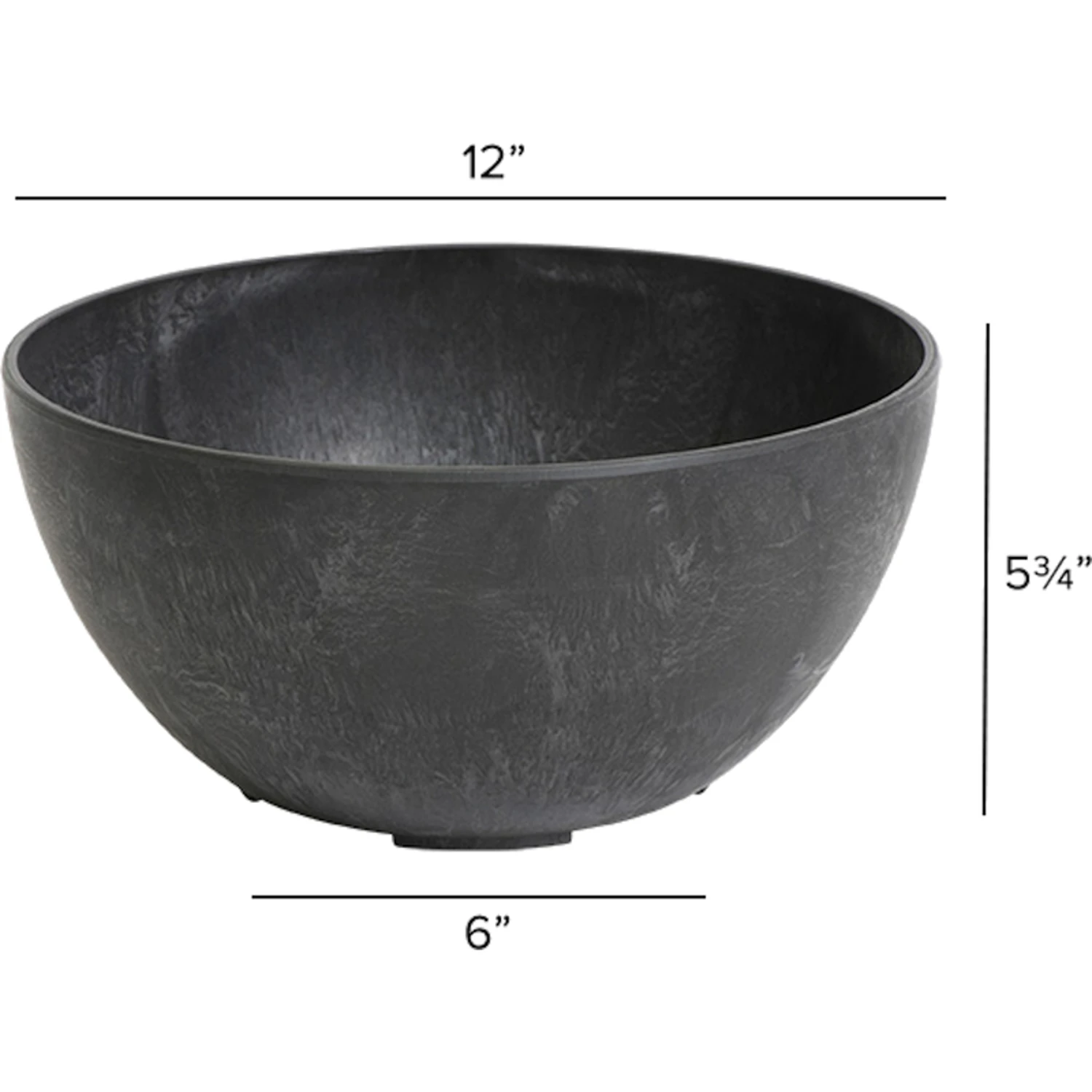 ArtStone Napa Black Plastic Bowl Planter, 12 Inch Diameter