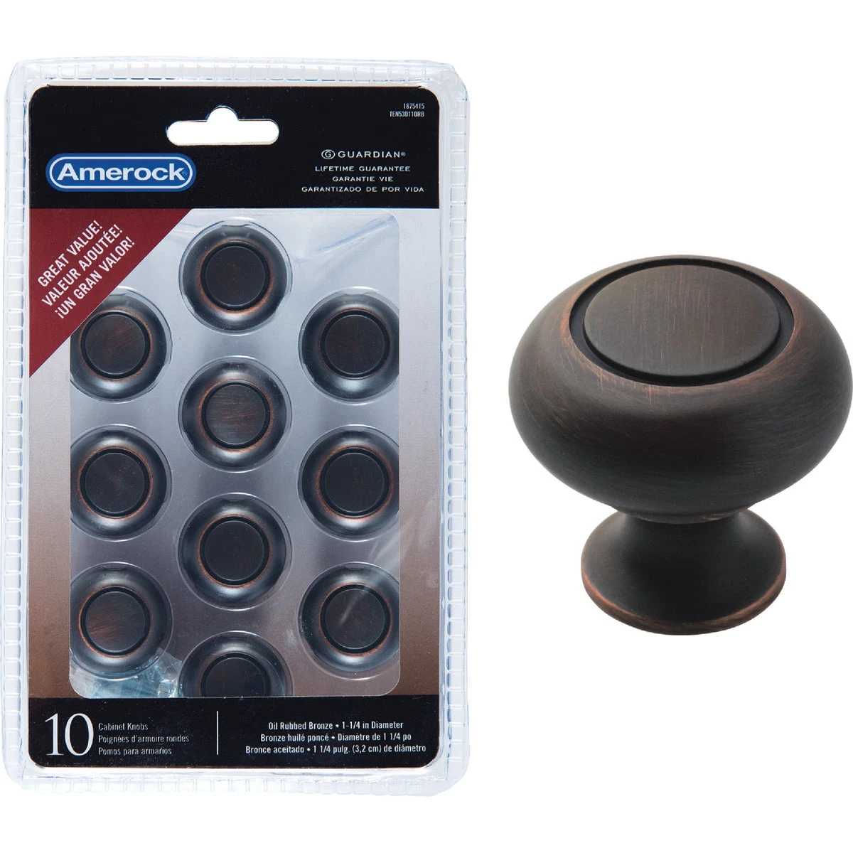 KNOB 1-1/4 ORB 10PK