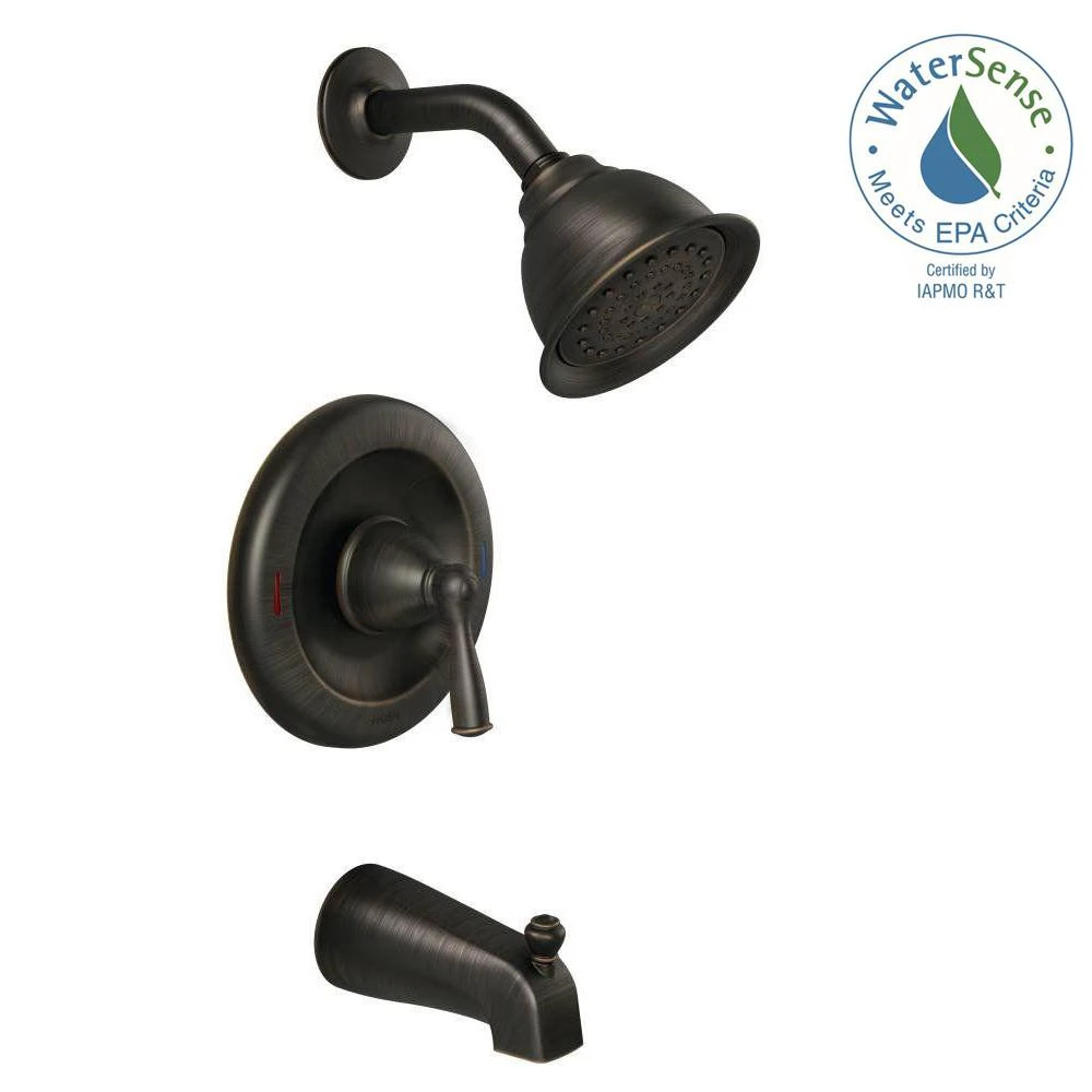 Banbury Posi-Temp Single Handle Tub and Shower Faucet with Spray Head in Mediterranean Bronze Finish