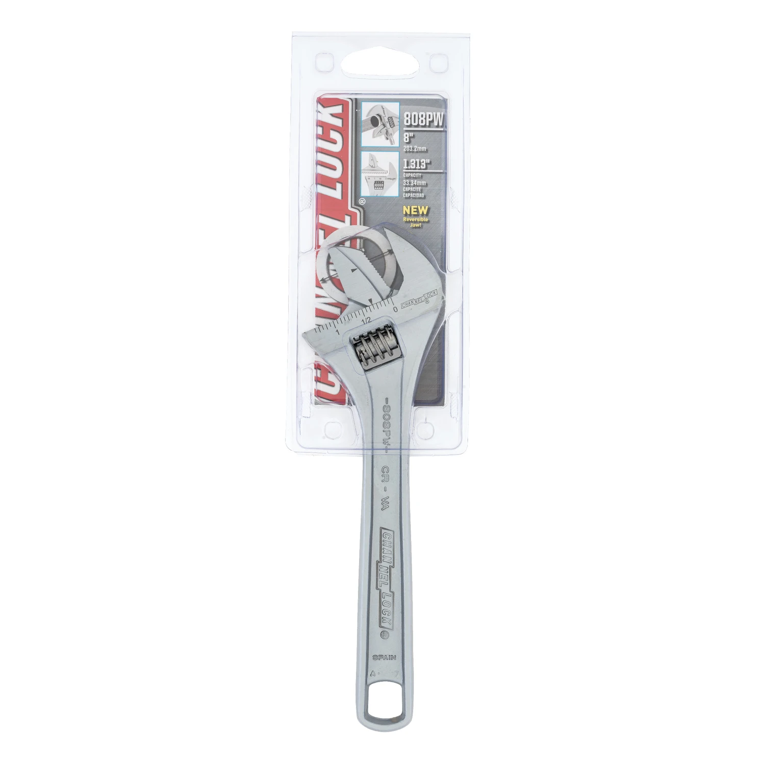 8 In. Steel Adjustable Pipe Wrench With Extra Wide Reversible Jaw