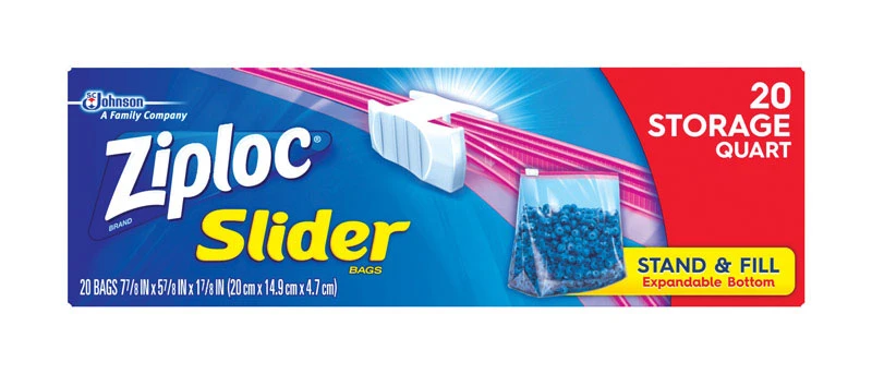 Slider Storage Bags, 20-Ct., Qt. Size