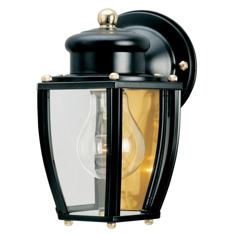 Black Wall Lantern Light Fixture, Outdoor, 100-Watt Maximum Bulb Capacity