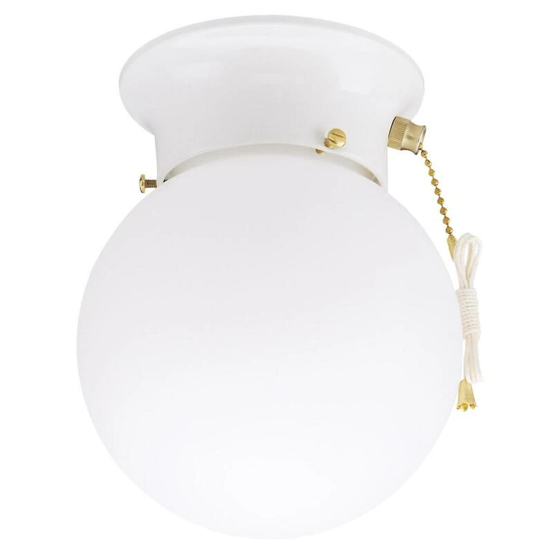 6-Inch Round Ceiling Light Fixture with Frosted Glass Shade and White Finish