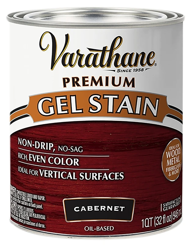 Cabernet Gel Wood Stain, Quart - Thick Formula For Furniture, Cabinets, And Doors