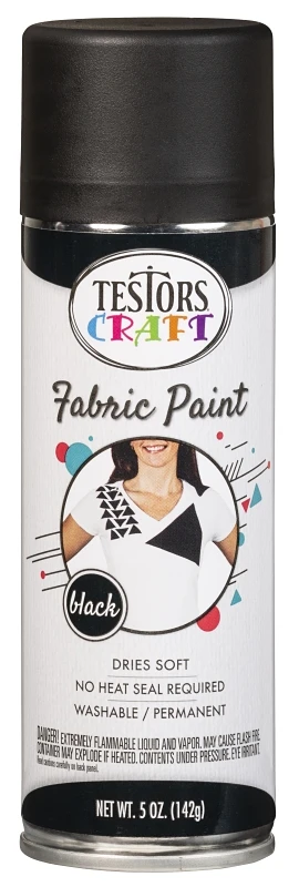 Craft Fabric Spray Paint, Black, 5-ounce - Machine Washable, Soft Finish