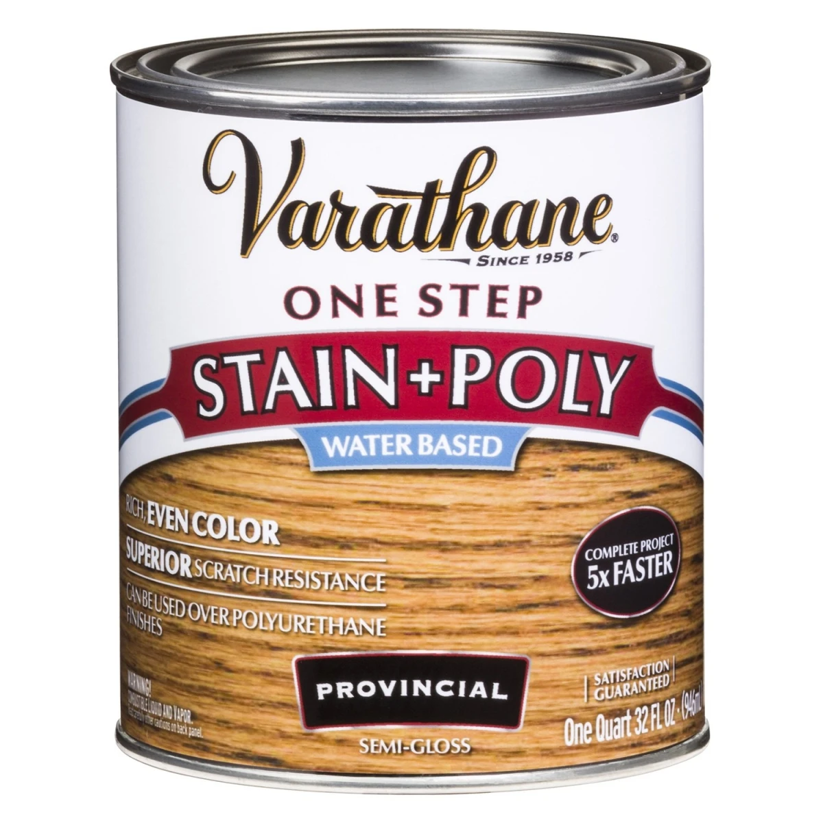 One Step Stain & Polyurethane, Water-based Semi Gloss, Provincial, Quart
