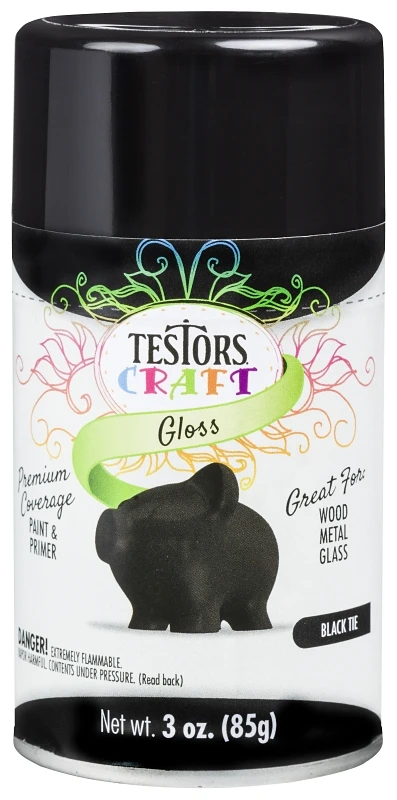 Craft Spray Paint Black Tie Gloss Finish 3 Ounce Can