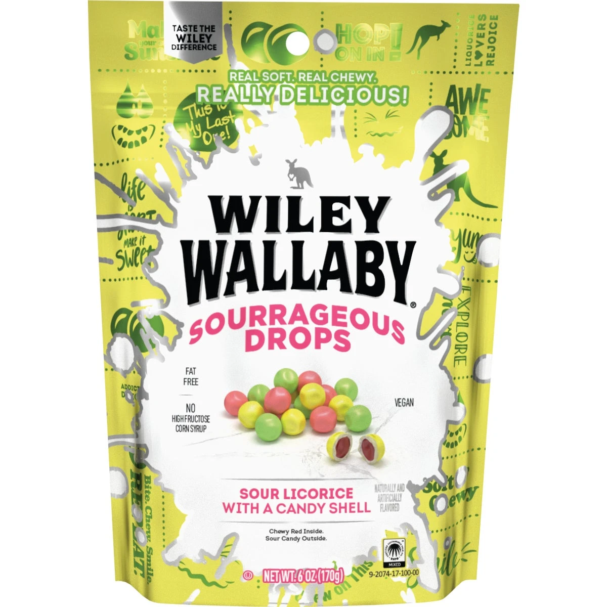 6 Oz. Sourrageous Drops - Chewy Sour Licorice With Fruity Flavors