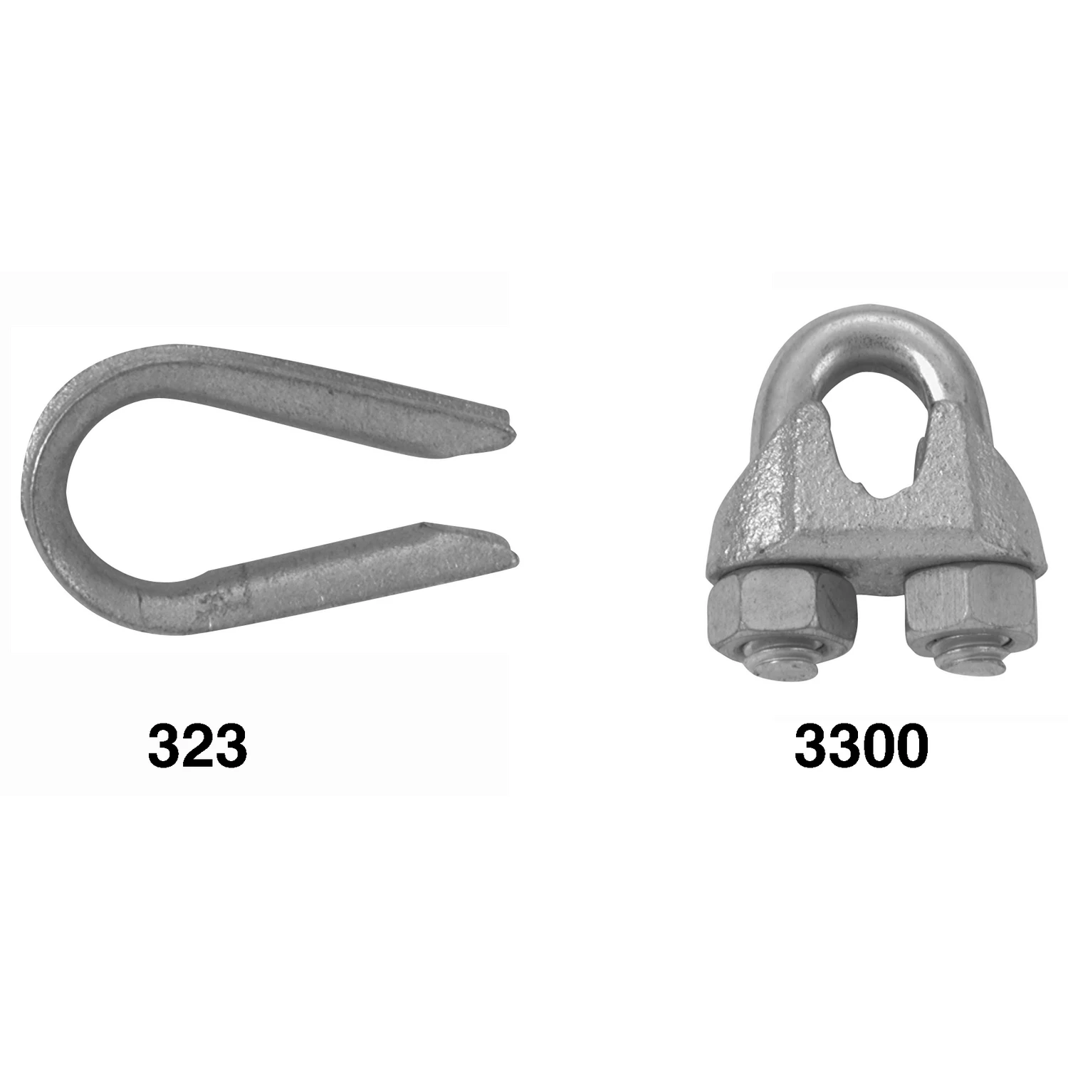 Electrogalvanized Steel Wire Rope Clips And Thimble, 1/4-inch