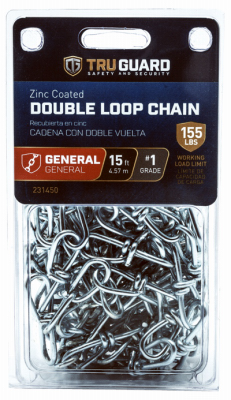 Double Loop Chain, Zinc-Plated, #1 x 15-Ft.