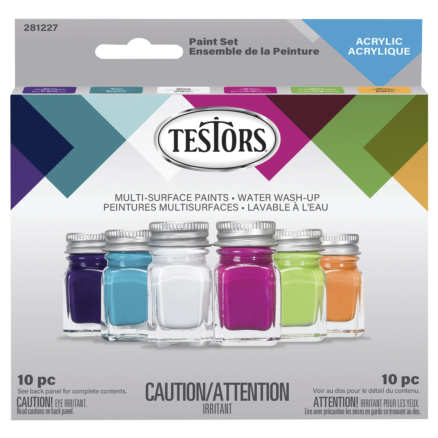 Trend Gloss Acrylic Paint Set With Brushes - 6 Colors, 6.4 Oz