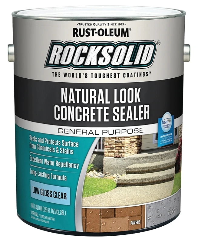 Rocksolid Natural Look Concrete Sealer, 1 Gallon, Clear, Low Gloss