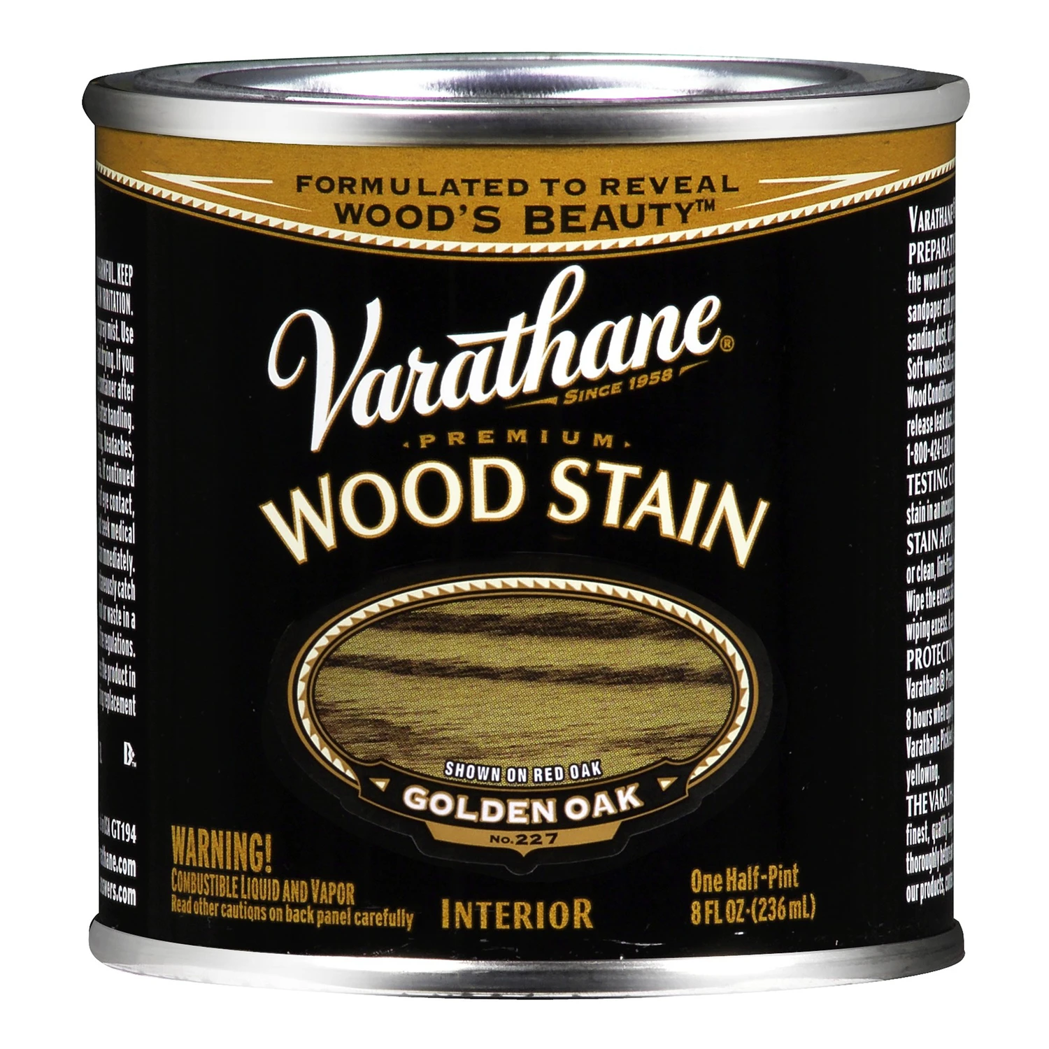 Golden Oak Premium Oil-Based Interior Wood Stain, Half Pint
