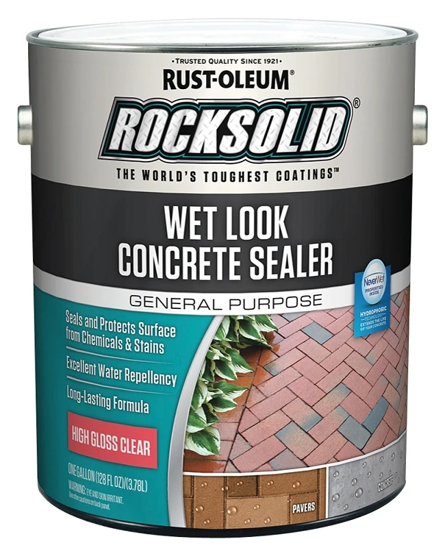 Rocksolid Wet Look Concrete Sealer, 1 Gallon, High Gloss, Clear