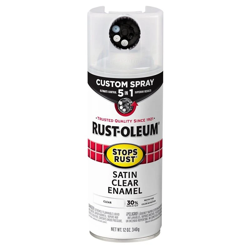 Stops Rust 5-in-1 Satin Clear Protective Enamel Spray Paint 12 Oz