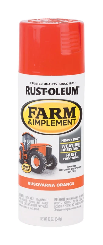12 Oz. Husqvarna Orange Farm & Implement Spray Paint - Durable Enamel
