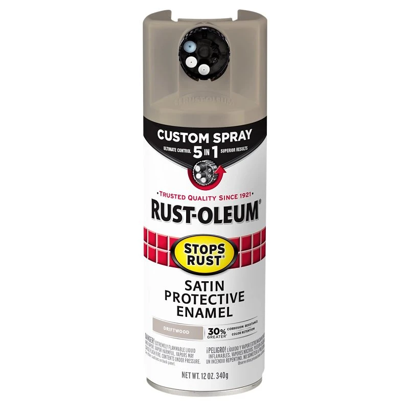 Stops Rust Custom Spray 5-in-1 Satin Driftwood Spray Paint 12 Ounce