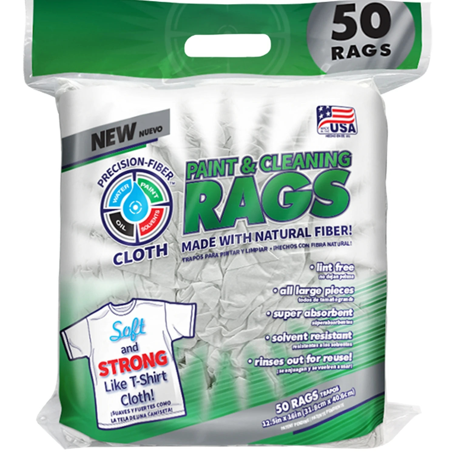 Paint & Cleaning Rags, White, 12.5 x 16 In., 50-Ct.