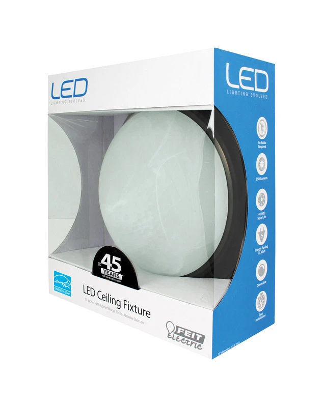 Round Flush Mount LED Ceiling Light Fixture, Oil-Rubbed Bronze Finish, 21-Watt, 13-Inch Diameter