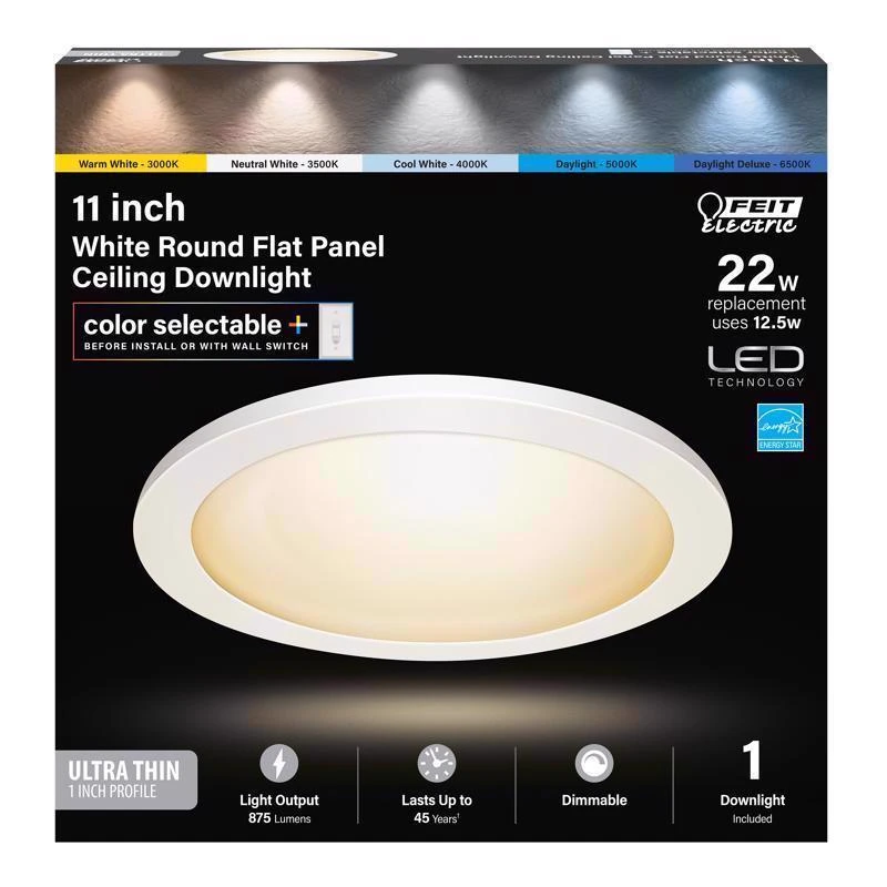 11 In. Round Edge-lit Led Flush Mount Light With Selectable Color Temperature