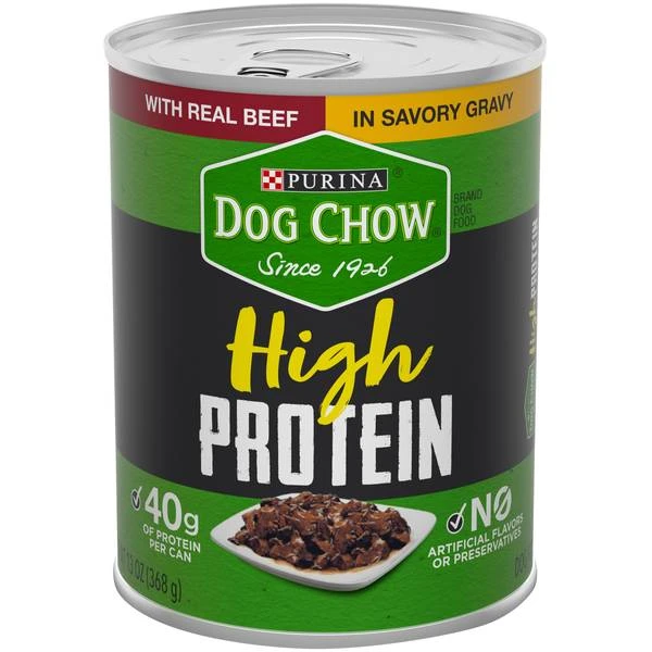 High Protein Beef & Gravy Wet Dog Food, 13 Oz. Can