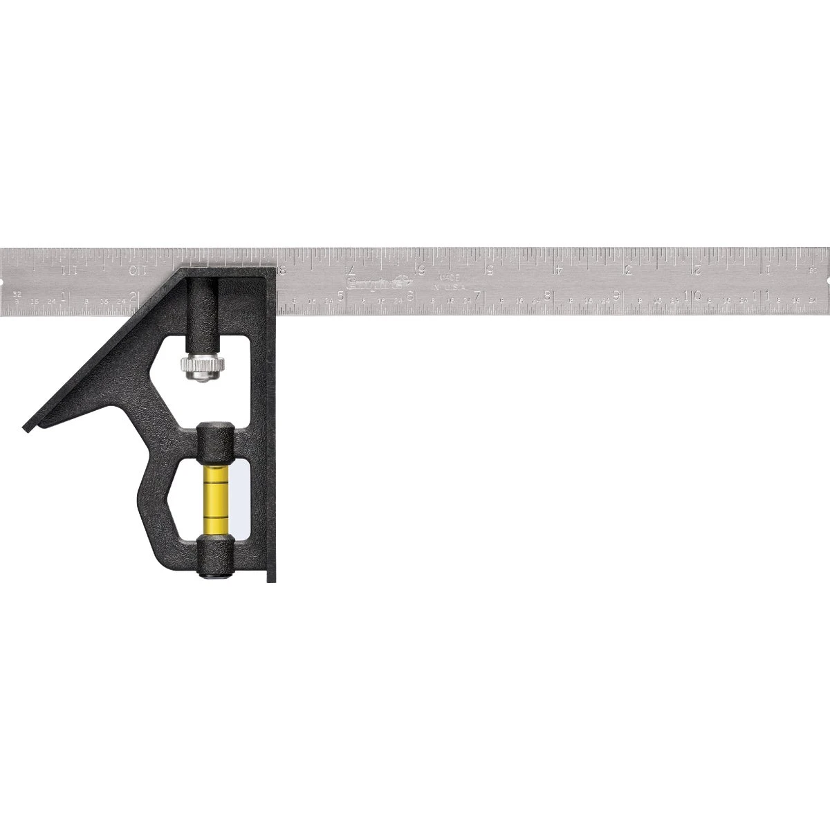 12 Inch English Combination Square With Satin Steel Blade And Durable Polycast Head