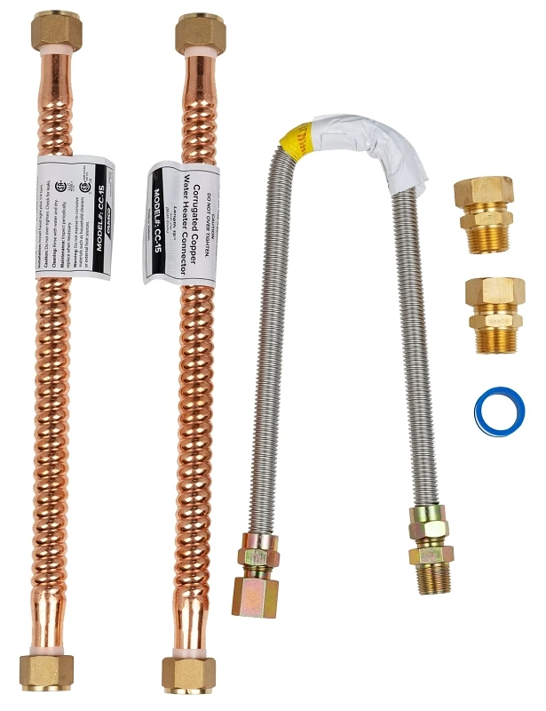 Gas Water Heater Installation Kit With Copper Connectors And PTFE Tape