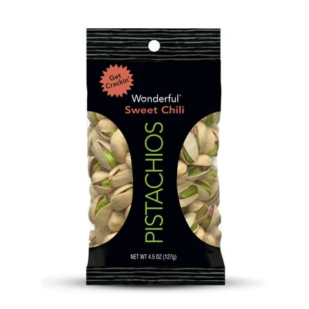 Pistachios Sweet Chili Flavor, 4.5 Ounce Bag - Delicious Snack