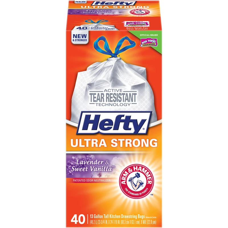 Hefty Ultra Strong 13 Gal. Lavender & Vanilla Tall Kitchen White Trash Bag (40-Count)