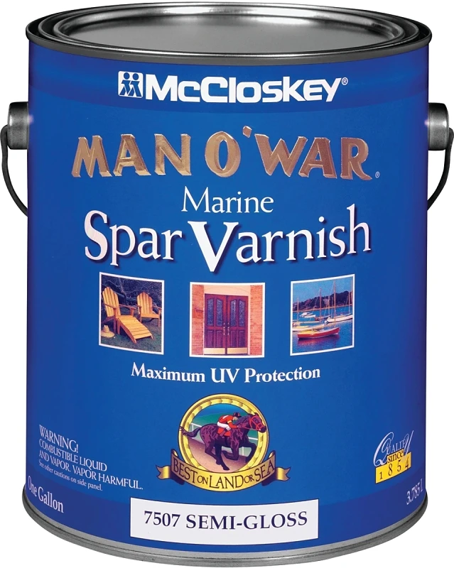 Mccloskey Man O'war Semi-gloss Marine Varnish, 1 Gallon For Interior & Exterior Use