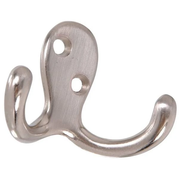 852291 Double Satin Nickel Clothes Hook - 2.75 In. Stylish And Durable