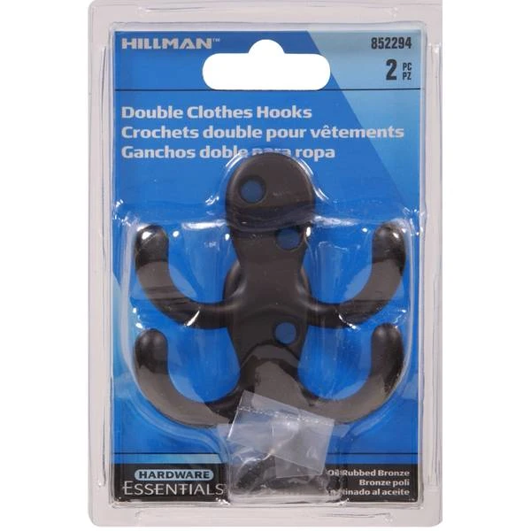 Oil-rubbed Bronze Double Clothes Hook - Model 852294