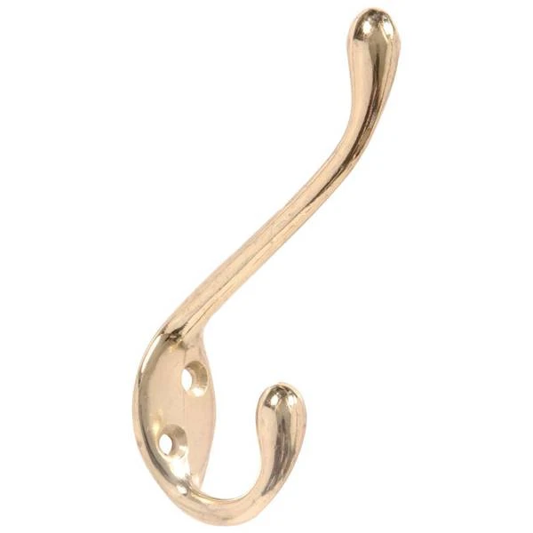 852087 Heavy Duty Brass Plated Garment Hook - Single Item