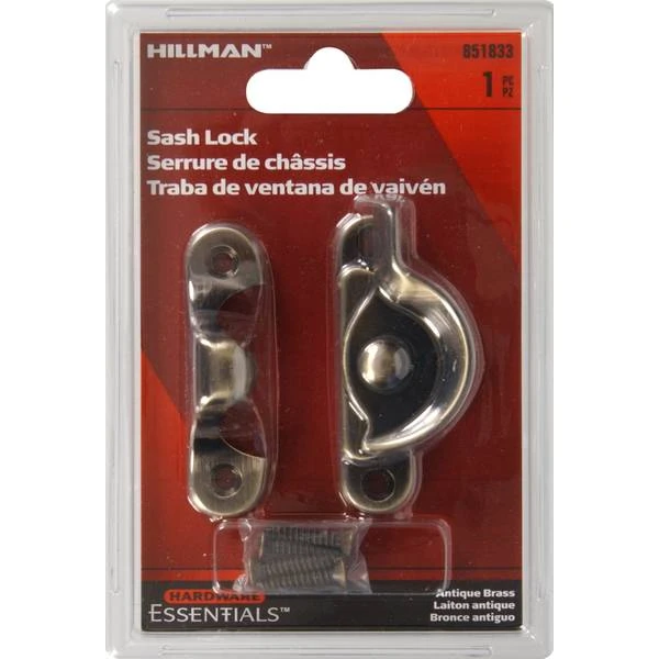 Crescent Type Sash Lock - Antique Brass Finish - Model 851833 By Hillman