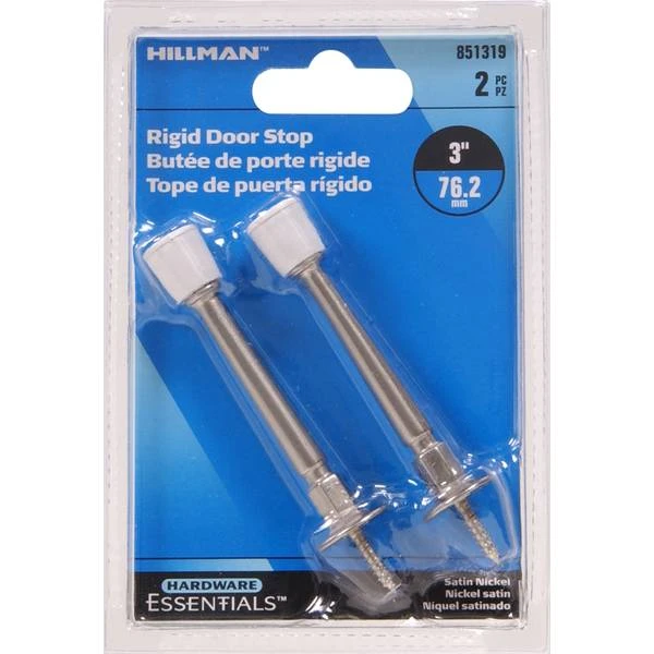 Satin Nickel 3-inch Rigid Door Stop For Cupboards And Doors