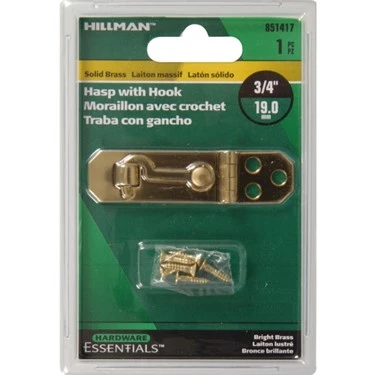 3/4" Solid Brass Hasp With Hook - Model 851417 - Durable Security Solution