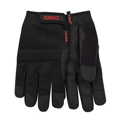 Pro Work Gloves for Men Medium Size, Black Poly Spandex and Synthetic Suede