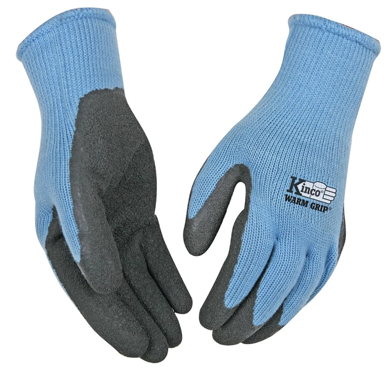 Cold Weather Work Gloves, Latex Coated, Gray Knit, Women's Medium Size