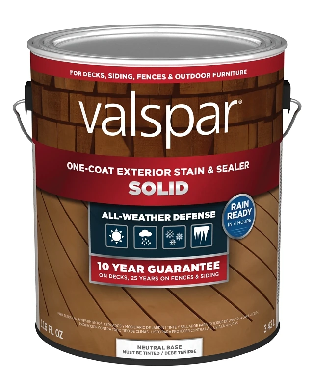 Solid Deck Stain And Sealer, Neutral Base, 1 Gallon, Uv & Mildew Resistant